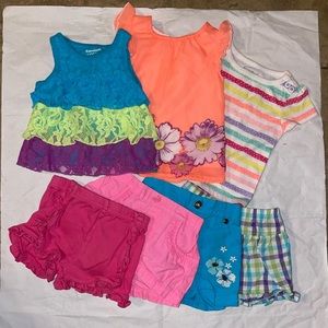 Lot of 7 Summer Baby Girl Shorts and Shirts 6 Months